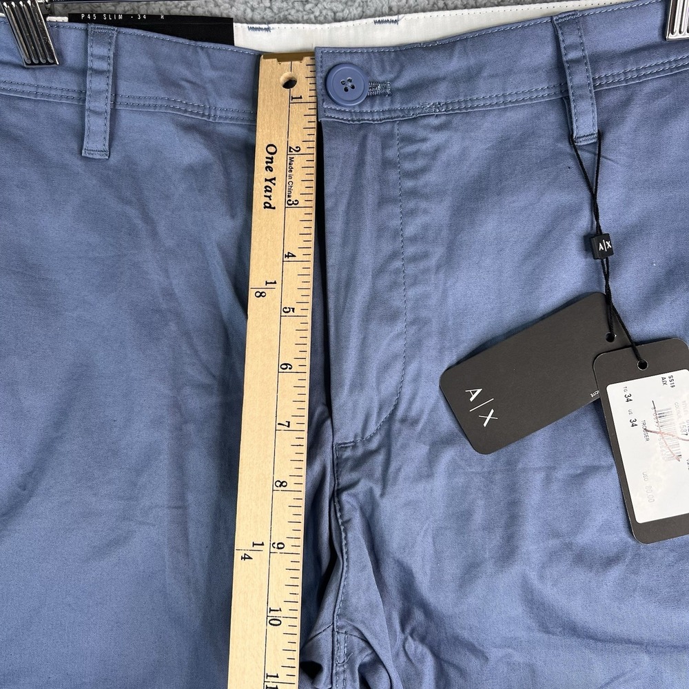 AX Armani Exchange Pants Chino Mens 34X32 Blue Slim Fit Lightweight Stretch NEW - Picture 6 of 16